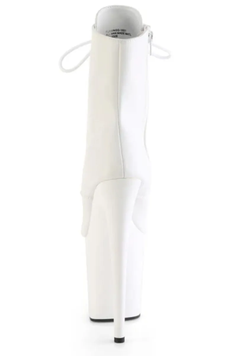 Pleaser USA Flamingo-1021 8inch Pleaser Peep toe Boots - Matte White
