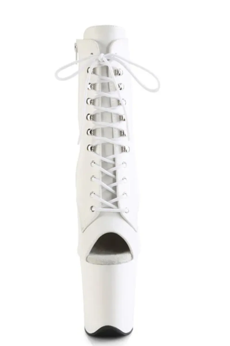 Pleaser USA Flamingo-1021 8inch Pleaser Peep toe Boots - Matte White