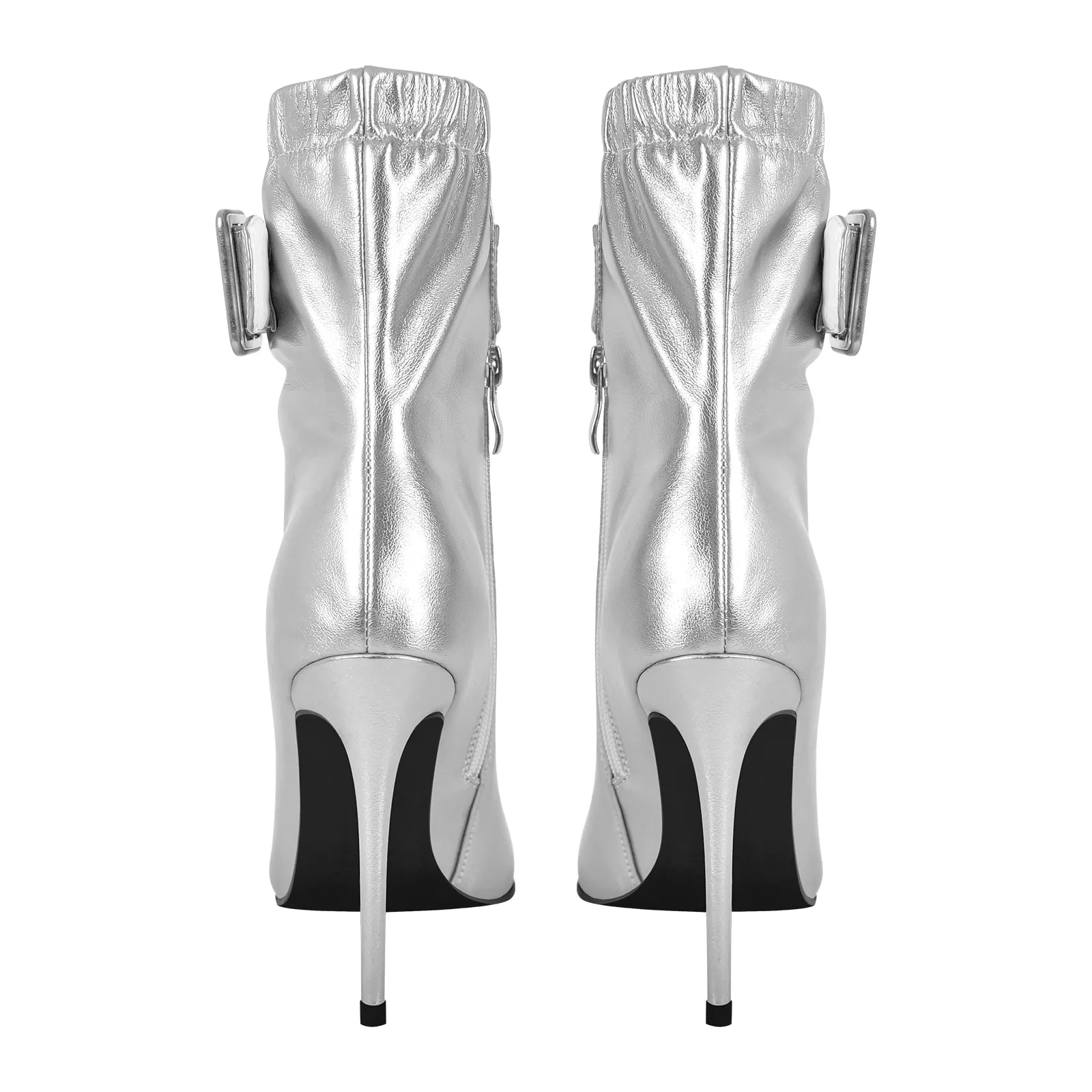 Pointed Toe Buckle Strap Stiletto Ankle Boots