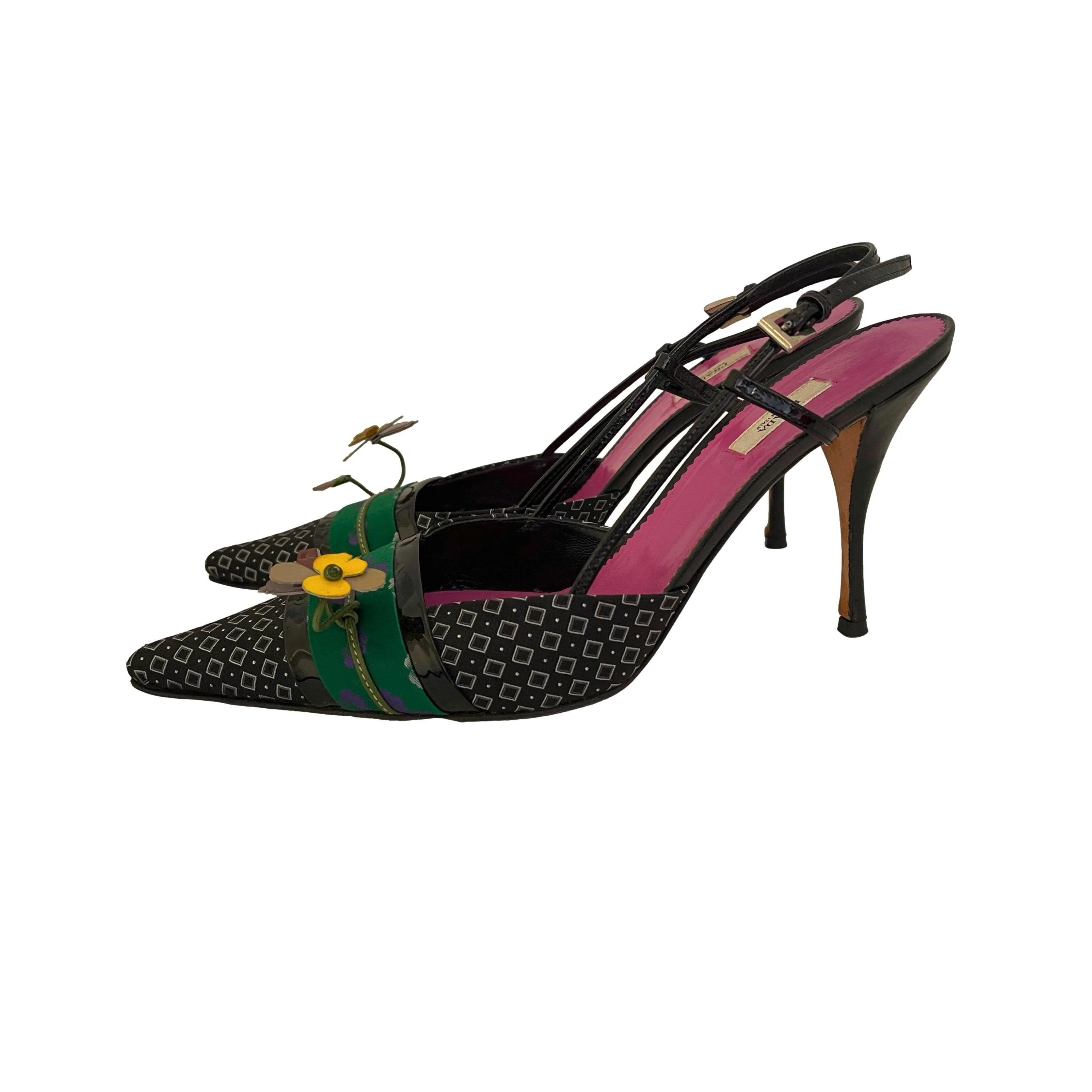 Prada Multicolor Floral Slingback Heels