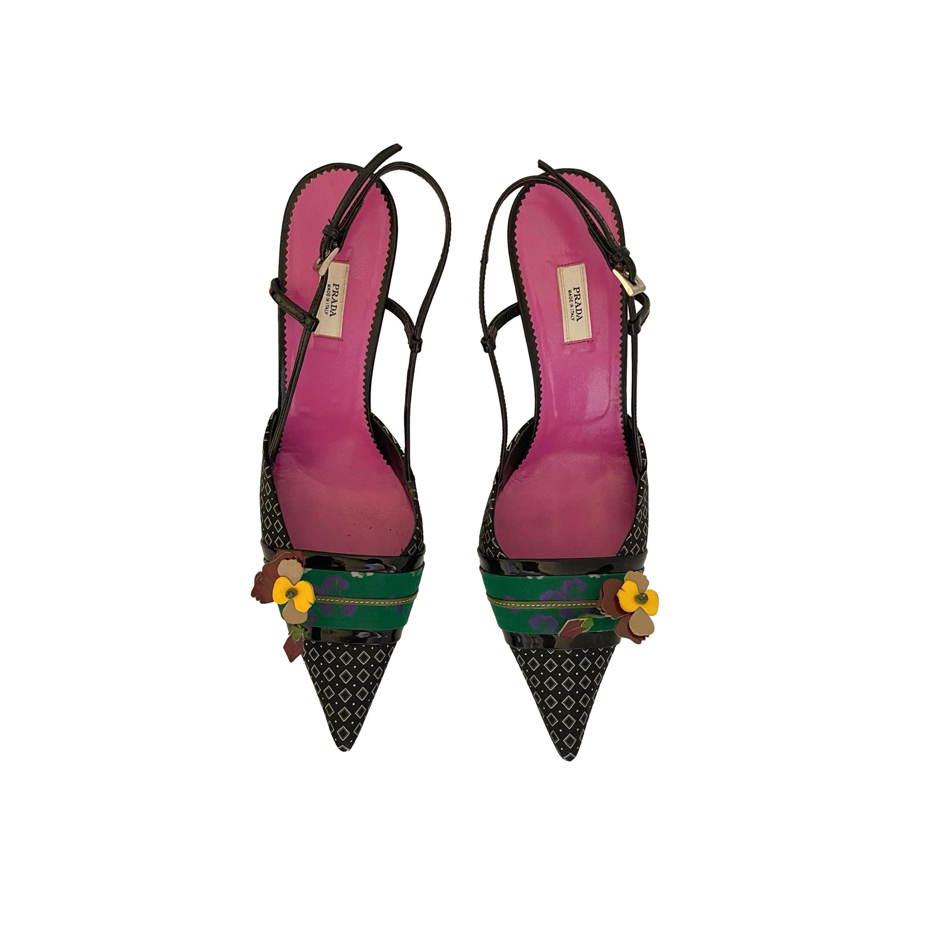 Prada Multicolor Floral Slingback Heels