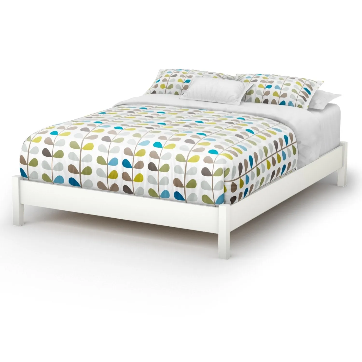 Queen size Platform Bed in Pure White Finish