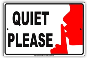 Quiet Please Shh With Graphic Sign, 8x12", 12x18", 18x24" Aluminum Sign , For Private Place, For School, Library Sign, Wall Display