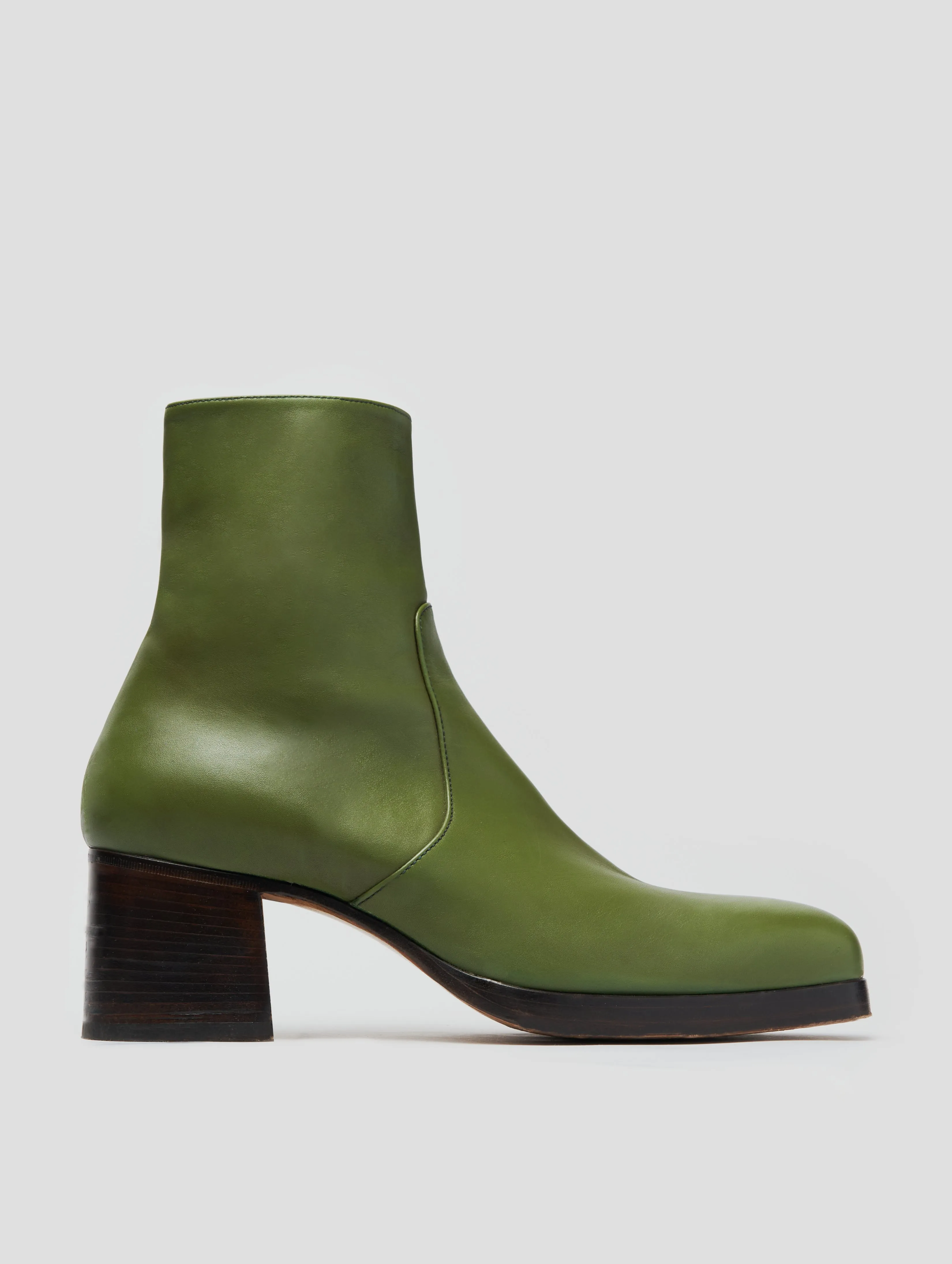 RAOUL 70MM PLATFORM BOOT IN VINTAGE GREEN CALFSKIN - Woman