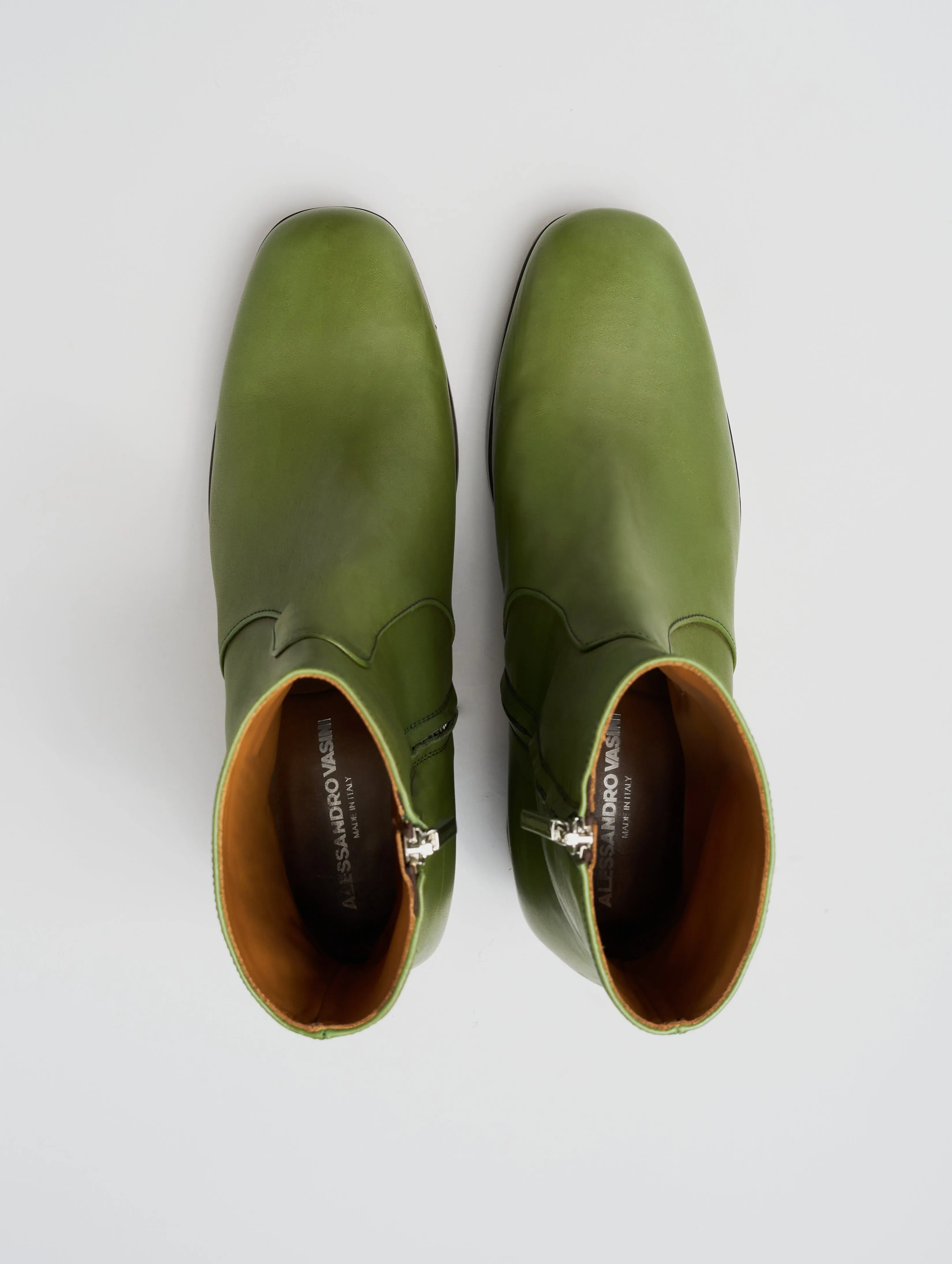 RAOUL 70MM PLATFORM BOOT IN VINTAGE GREEN CALFSKIN - Woman