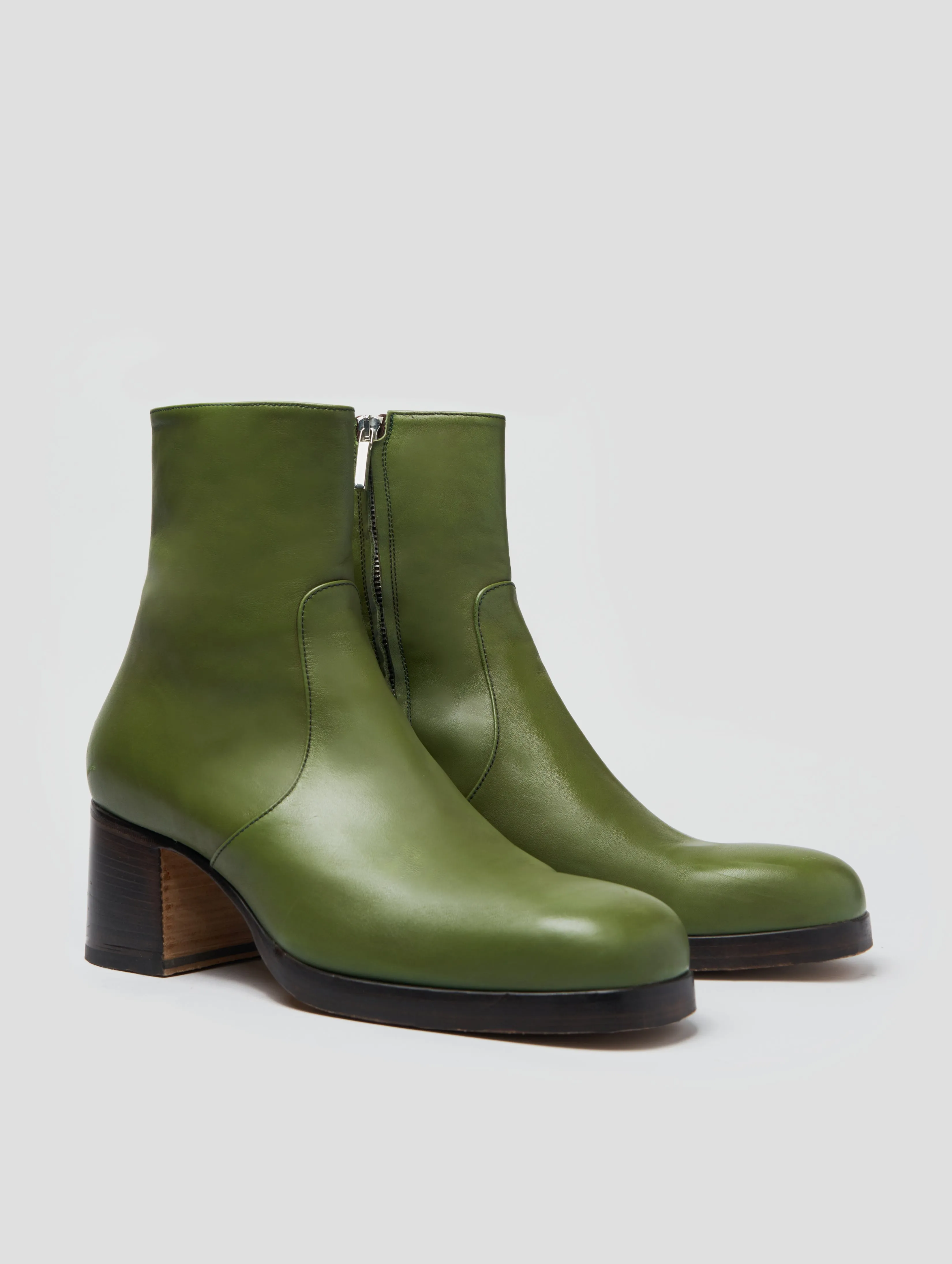 RAOUL 70MM PLATFORM BOOT IN VINTAGE GREEN CALFSKIN - Woman