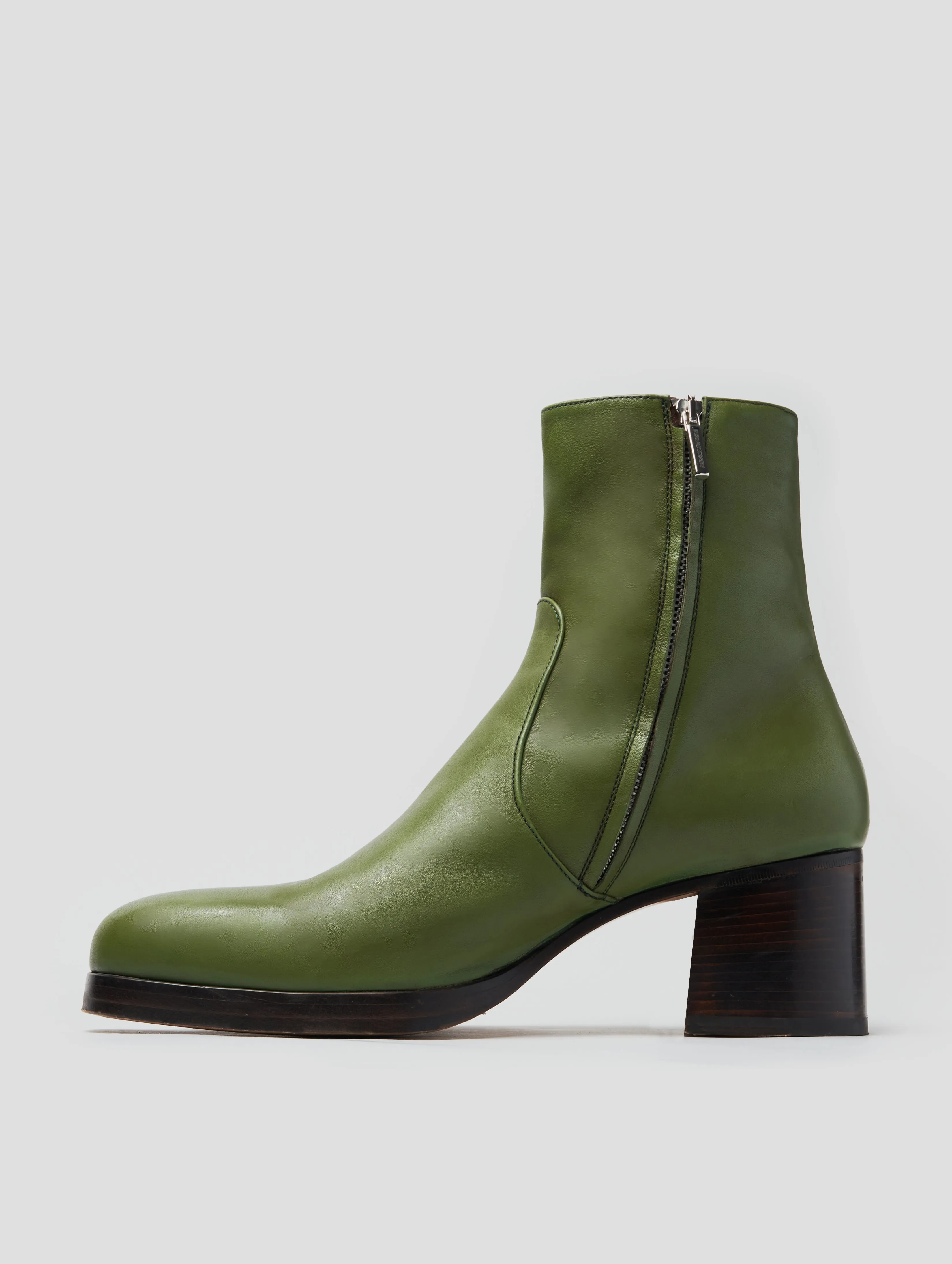 RAOUL 70MM PLATFORM BOOT IN VINTAGE GREEN CALFSKIN - Woman