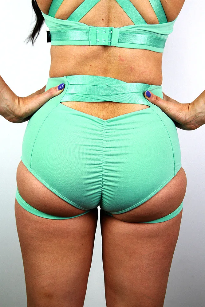 Rarr Hamilton Super High Waist Garter Short - Green