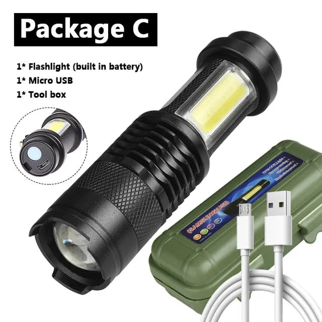 Rechargeable LED MINI Flashlight Zoom Waterproof Aluminum 3 Modes Torch