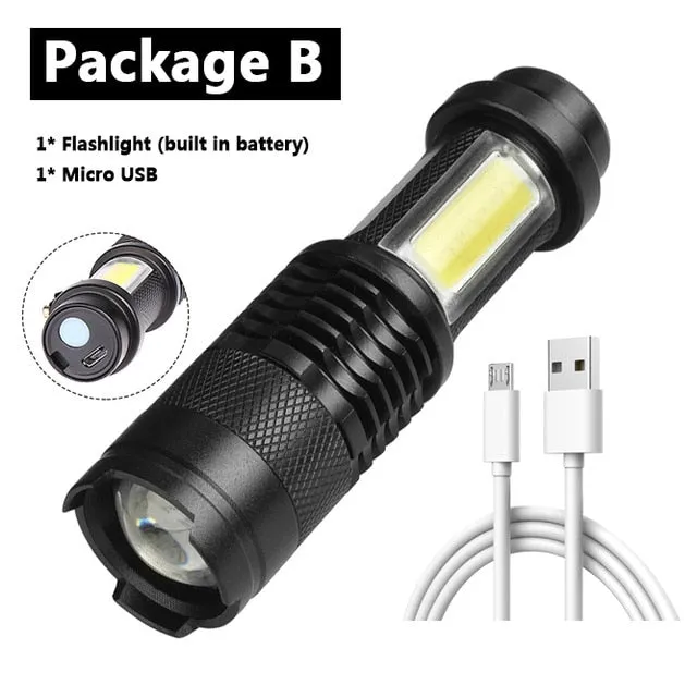 Rechargeable LED MINI Flashlight Zoom Waterproof Aluminum 3 Modes Torch