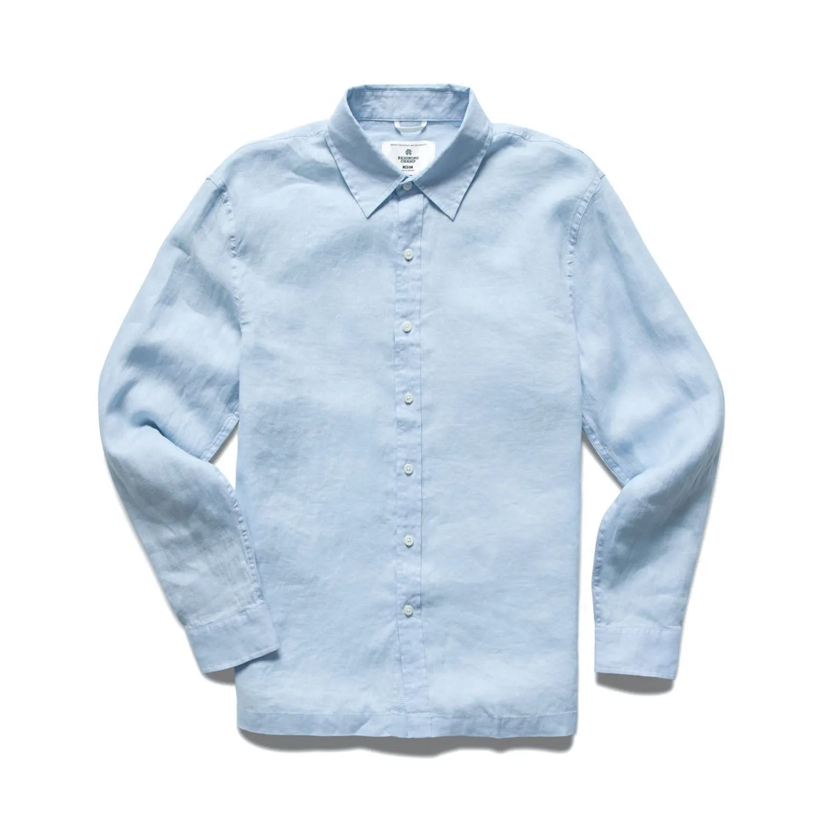 Reigning Champ Men Woven Linen Palermo Shirt Light Blue RC-8027-LBLU