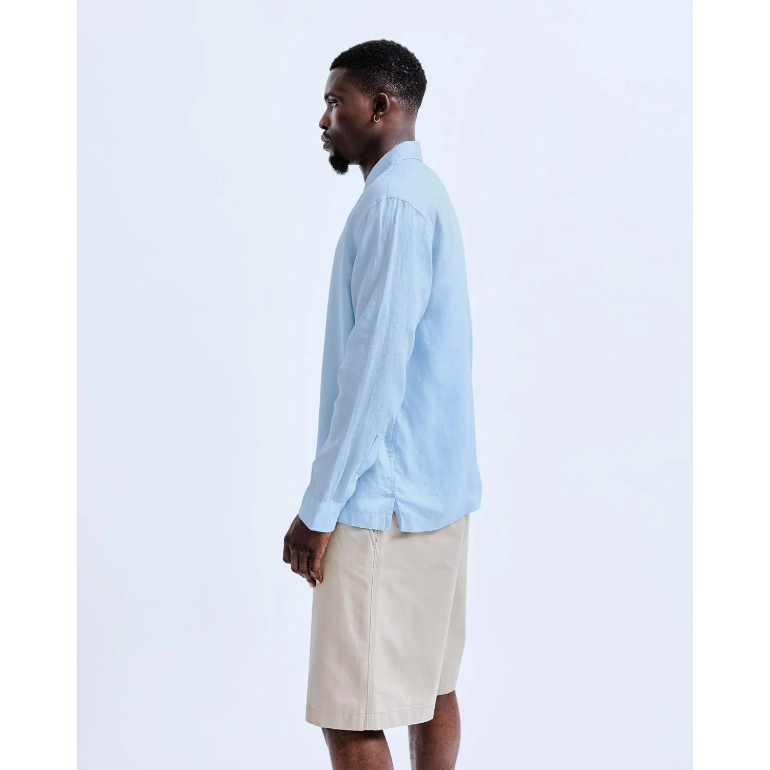 Reigning Champ Men Woven Linen Palermo Shirt Light Blue RC-8027-LBLU