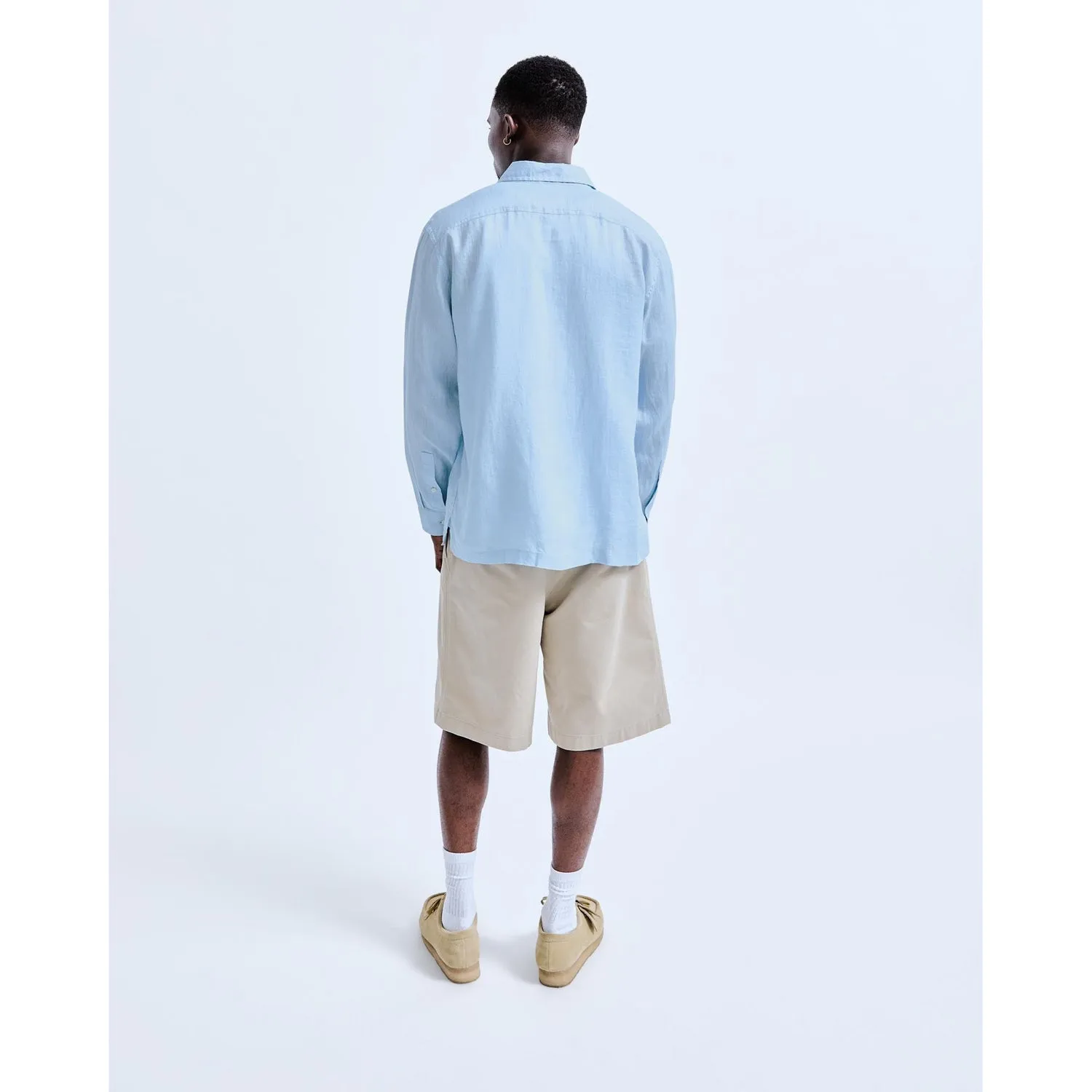 Reigning Champ Men Woven Linen Palermo Shirt Light Blue RC-8027-LBLU