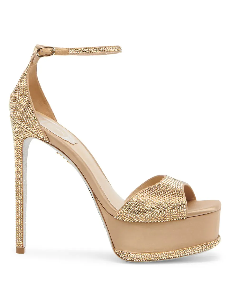 Rene Caovilla Crystal-Embellished Satin Platform Sandals