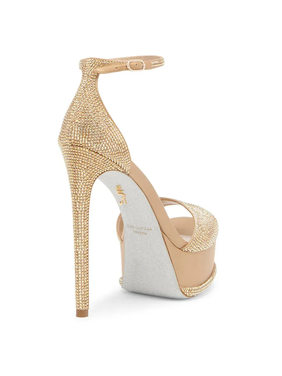 Rene Caovilla Crystal-Embellished Satin Platform Sandals