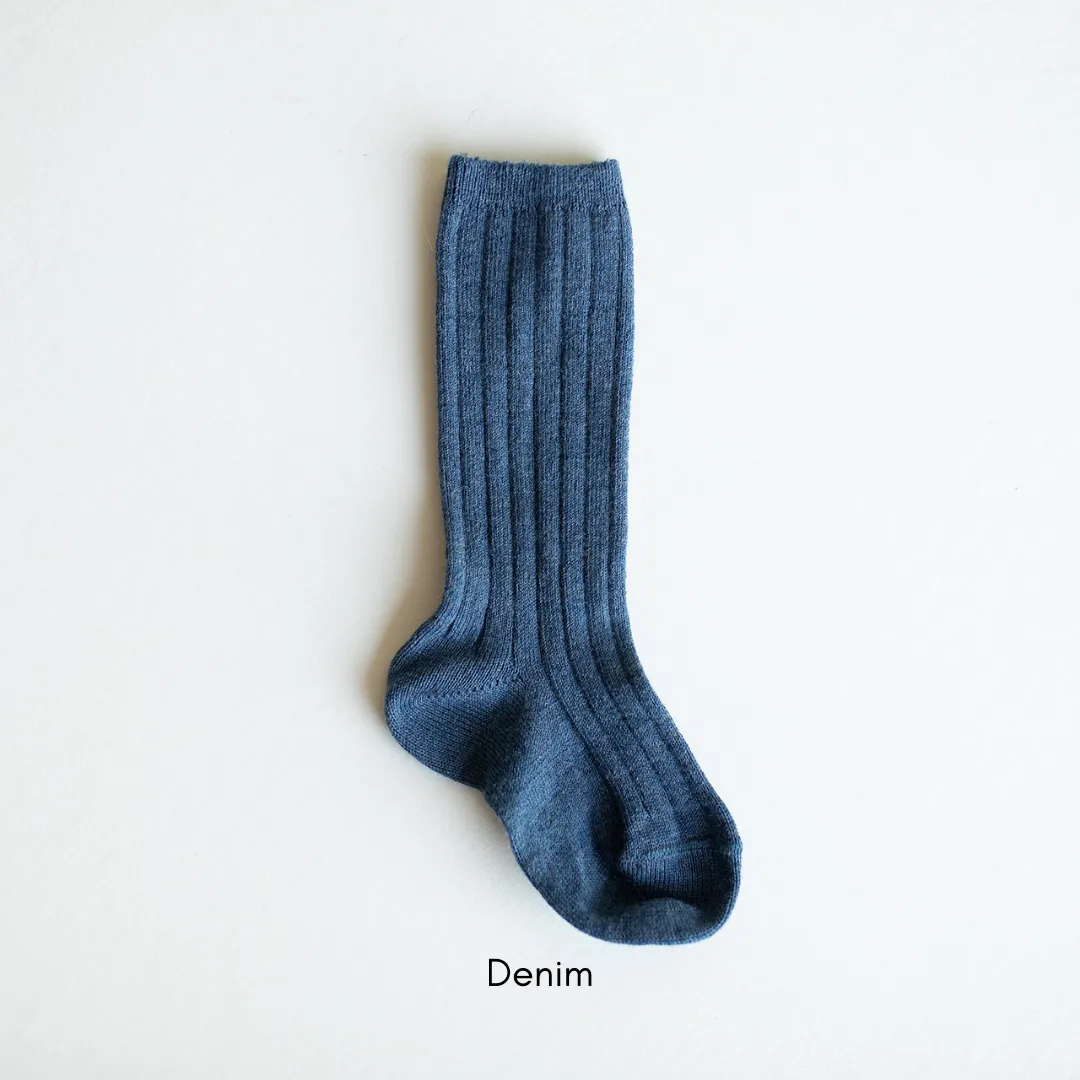 Ribbed Knee High Socks