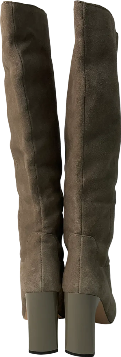 River Island Nude Taupe Suede Knee High Boots UK 5 EU 38 👠