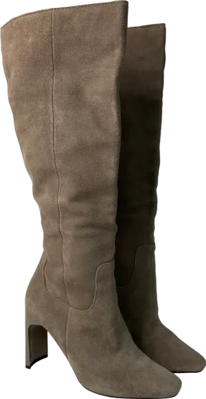 River Island Nude Taupe Suede Knee High Boots UK 5 EU 38 👠
