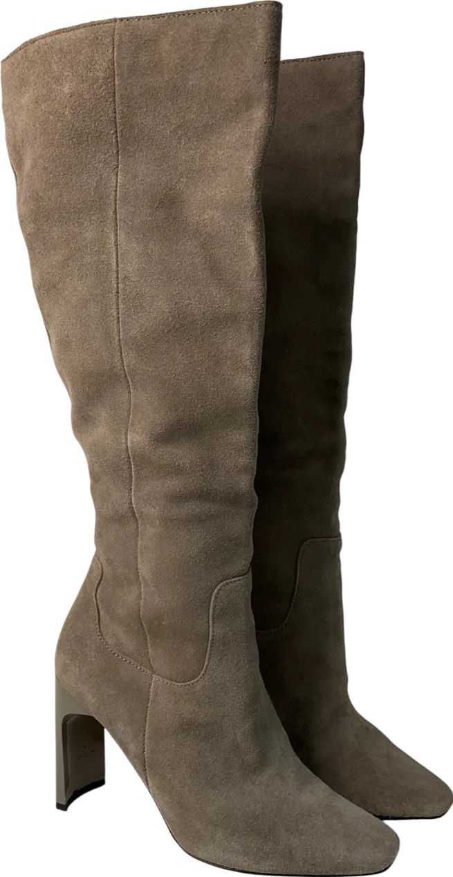 River Island Nude Taupe Suede Knee High Boots UK 5 EU 38 👠