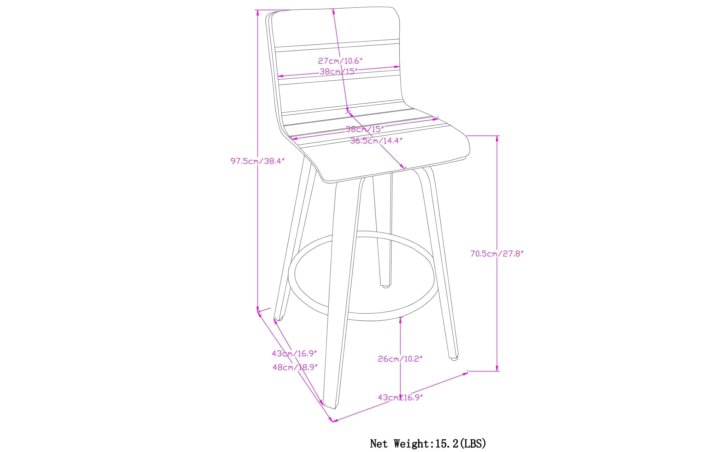 Roland Swivel Bar Stool in Vegan Leather