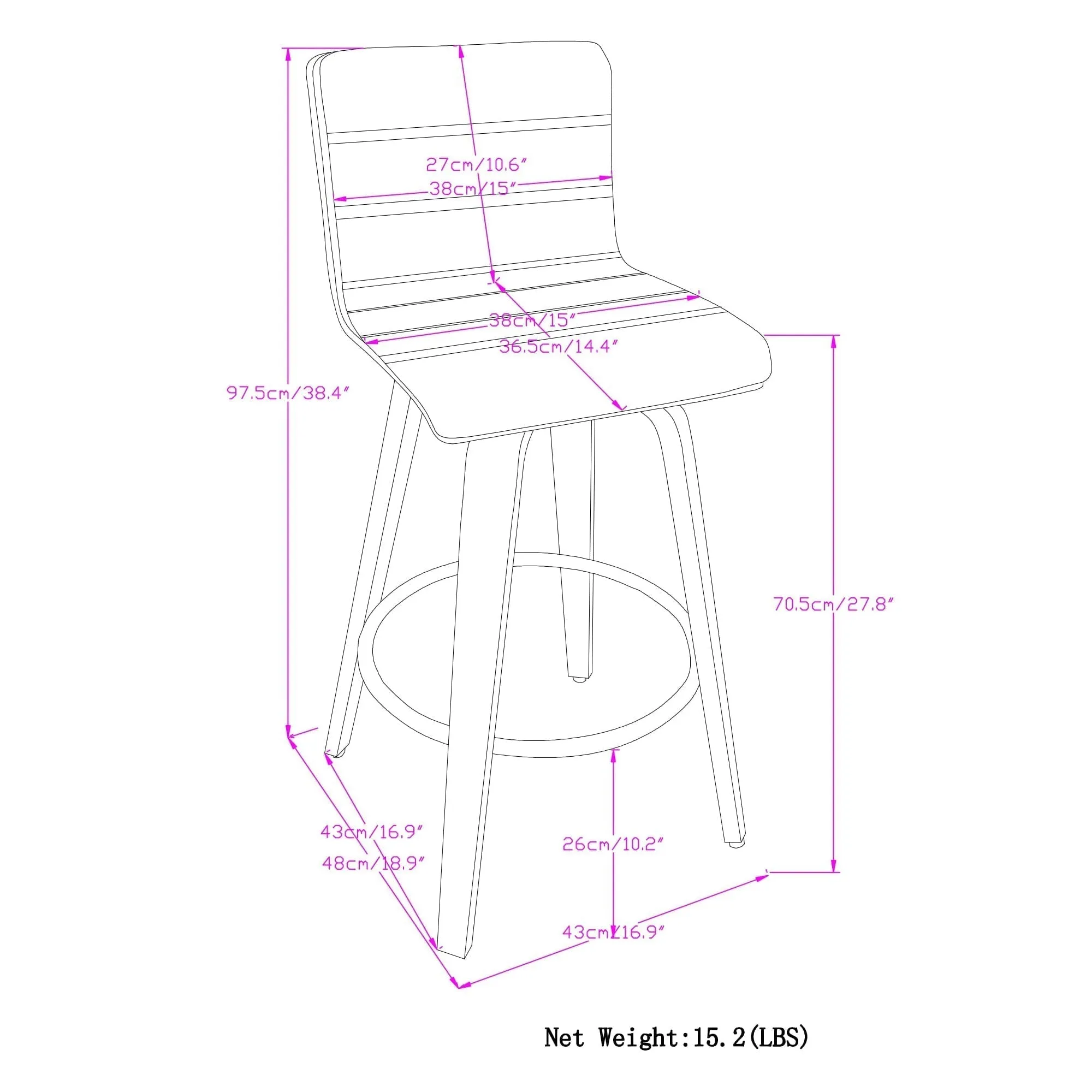 Roland Swivel Bar Stool in Vegan Leather