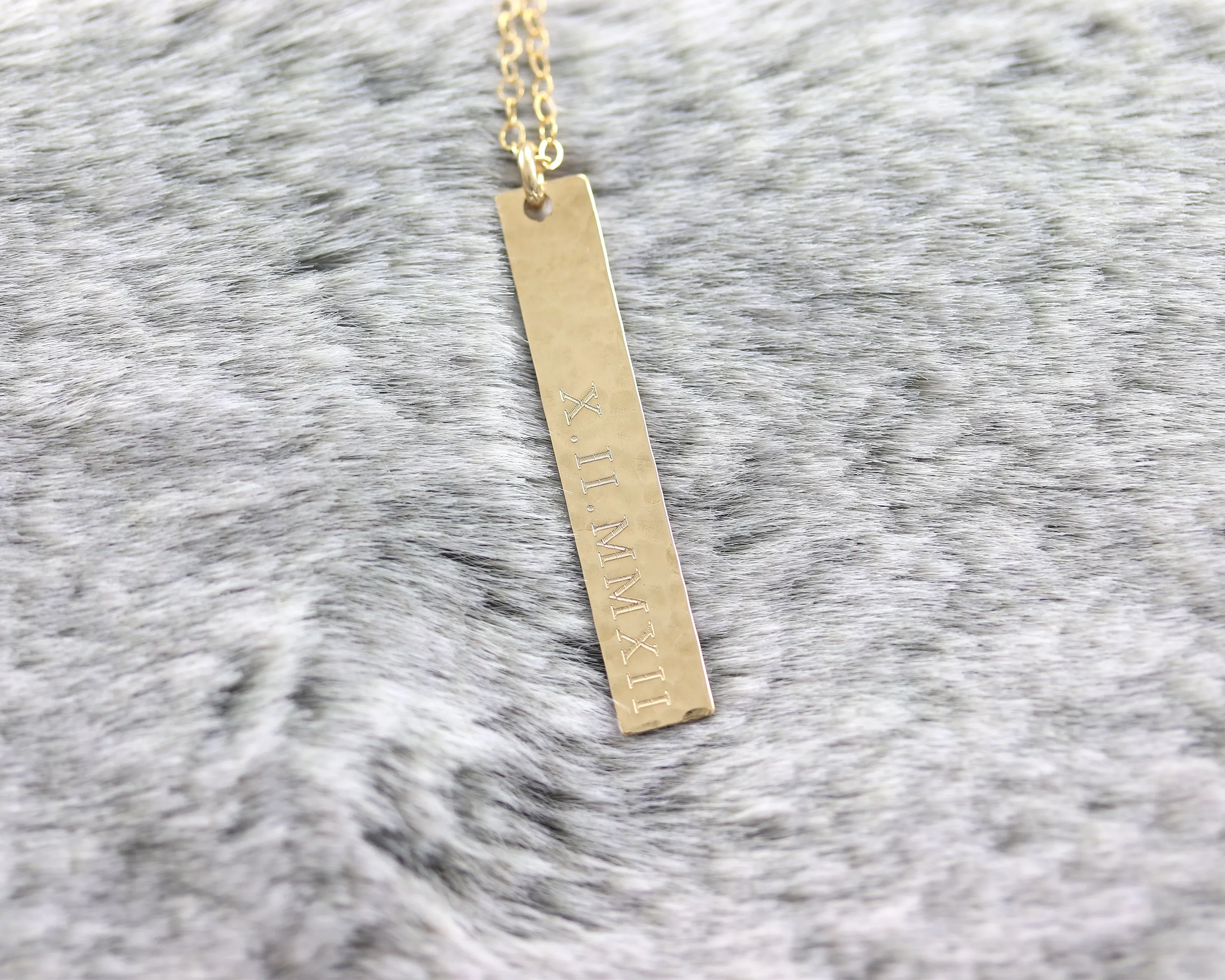 Roman Numeral Vertical Bar Necklace