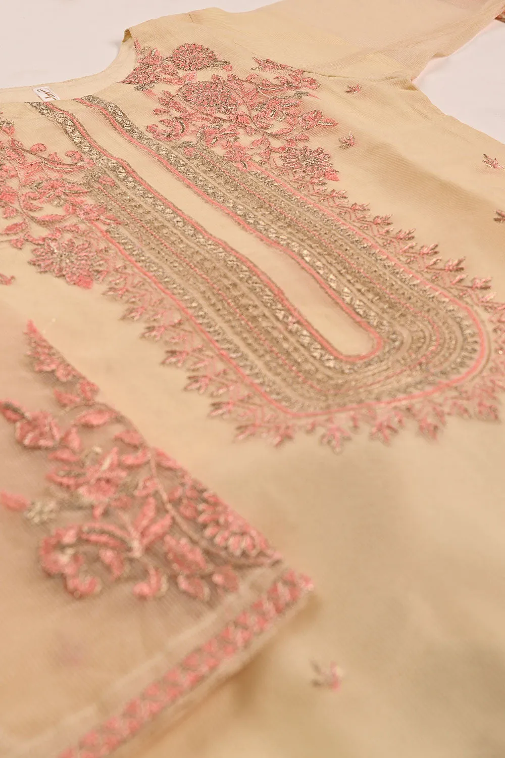 RTW-191-Skin - 3Pc Ready to Wear 3Pc Javeria Net Embroidered  Dress