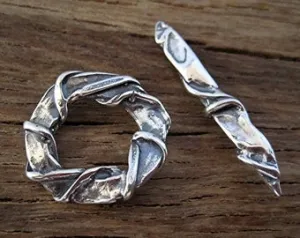 Rustic Sterling Silver Wrapped Artisan Toggle Clasp (one set)