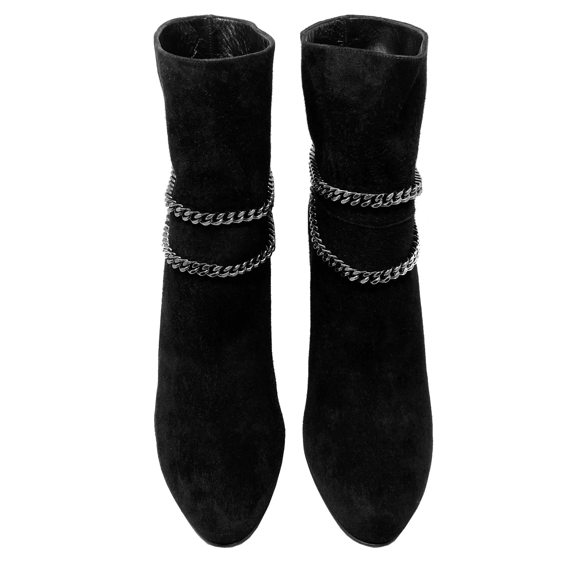 Saint Laurent Debbie 100 Suede Double Chain Ankle Boots Size EU 41.5