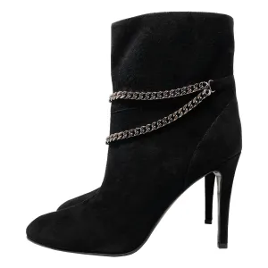 Saint Laurent Debbie 100 Suede Double Chain Ankle Boots Size EU 41.5