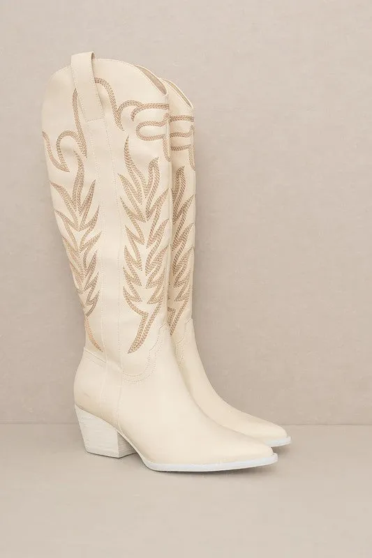 Samara Embroidery Western Knee High Boots