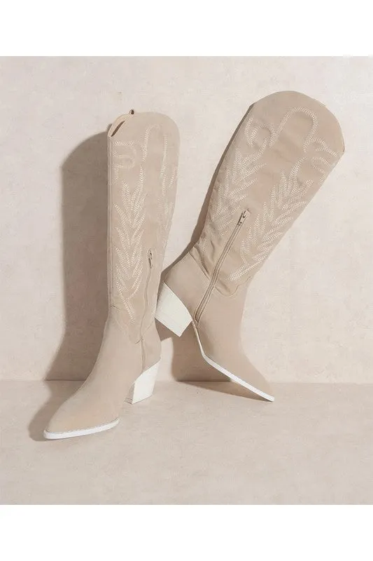 Samara Embroidery Western Knee High Boots
