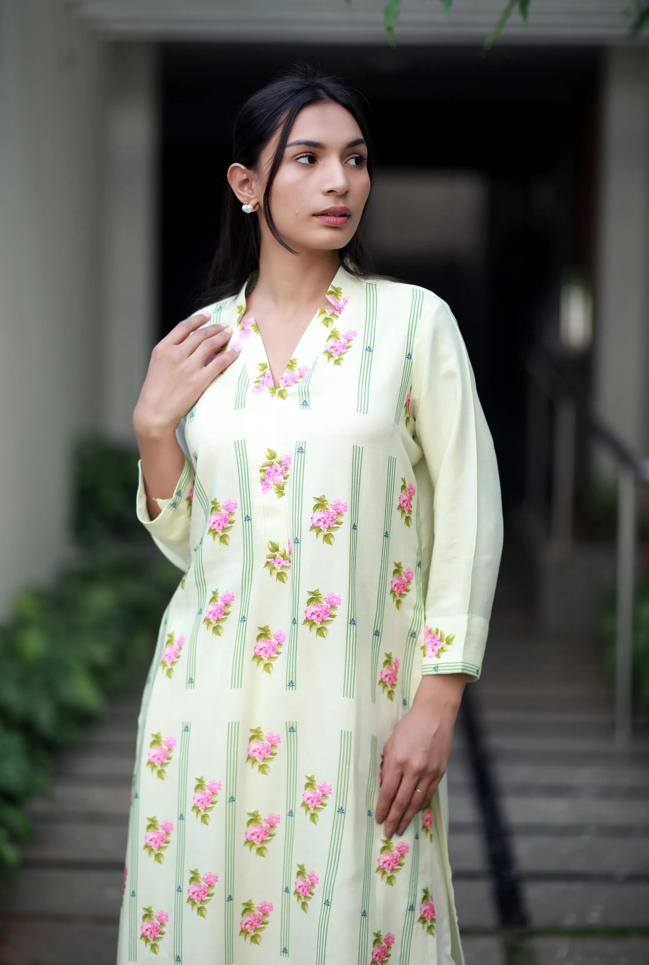 Sanguine Willow Cream Staple Silk Kurta/ Dress