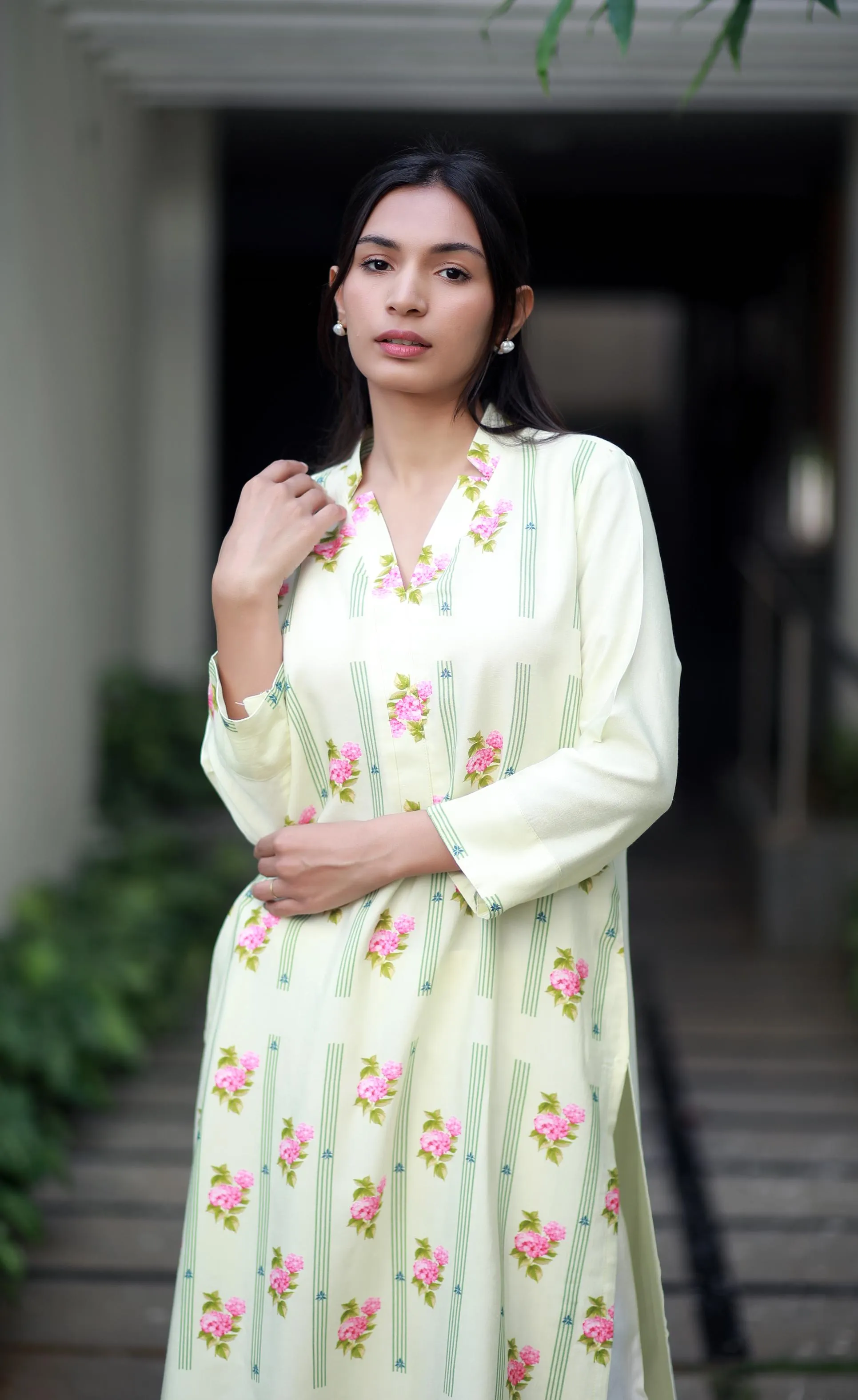Sanguine Willow Cream Staple Silk Kurta/ Dress