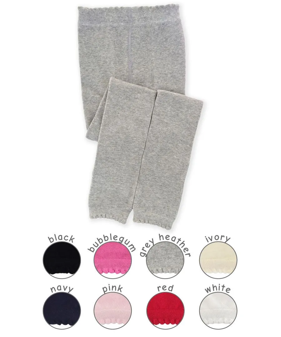 Scalloped Pima Cotton Footless Tights - Black