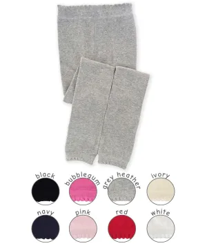 Scalloped Pima Cotton Footless Tights - Black