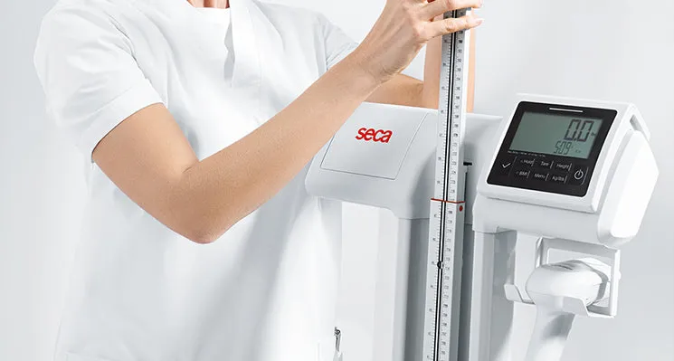 seca 787 NEW - Digital high capacity column scale with eye level display, built-in digital height measure, tilt proof platform, auto BMI