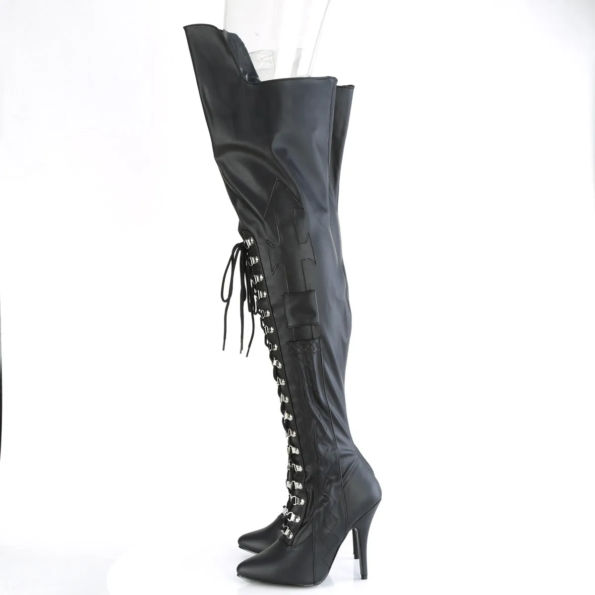 SEDUCE-3082  Black Stretch Faux Leather