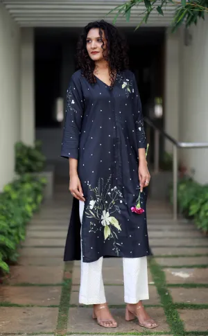 Serenity Persian  Blue Staple Silk Kurta/ Dress