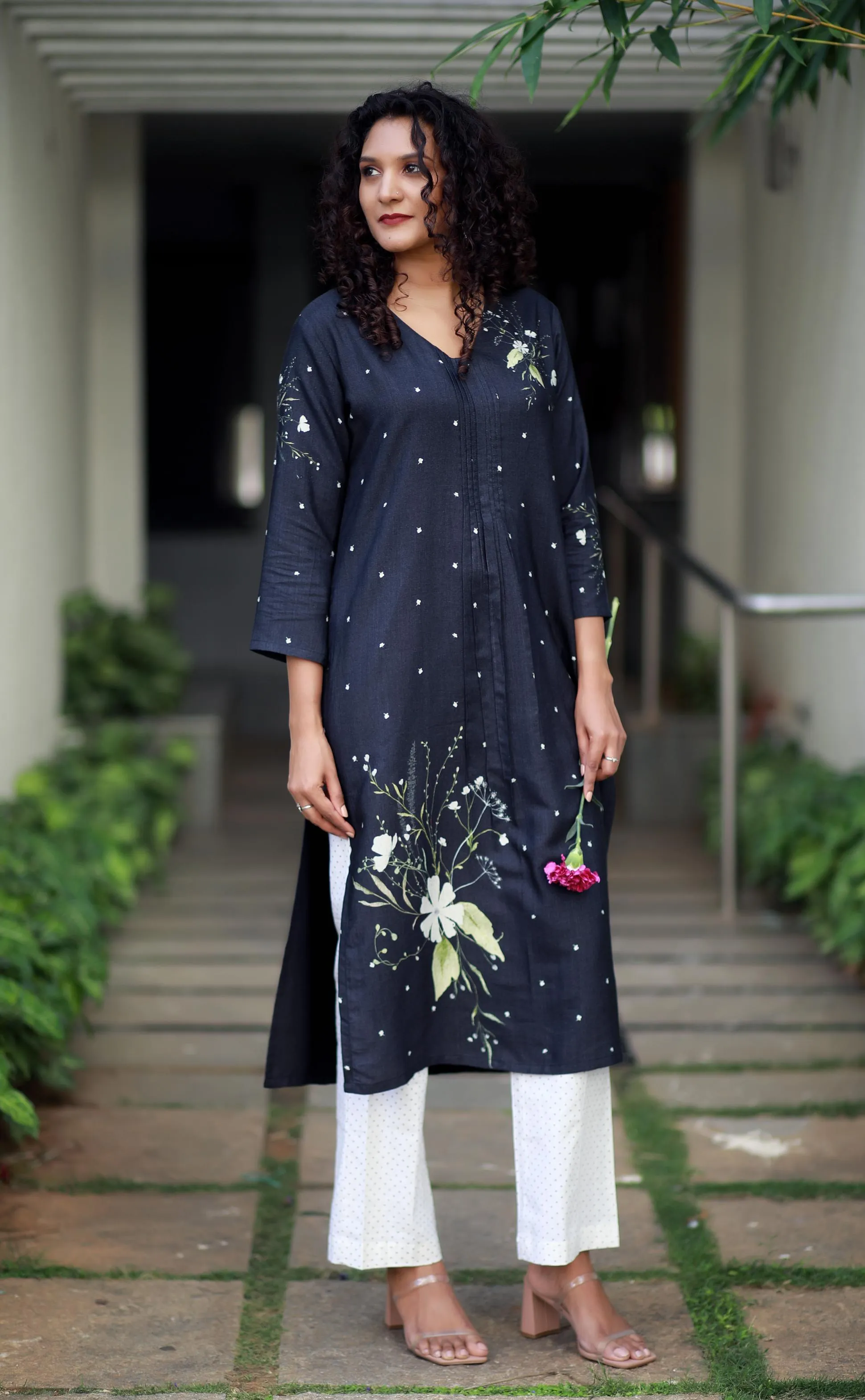 Serenity Persian  Blue Staple Silk Kurta/ Dress