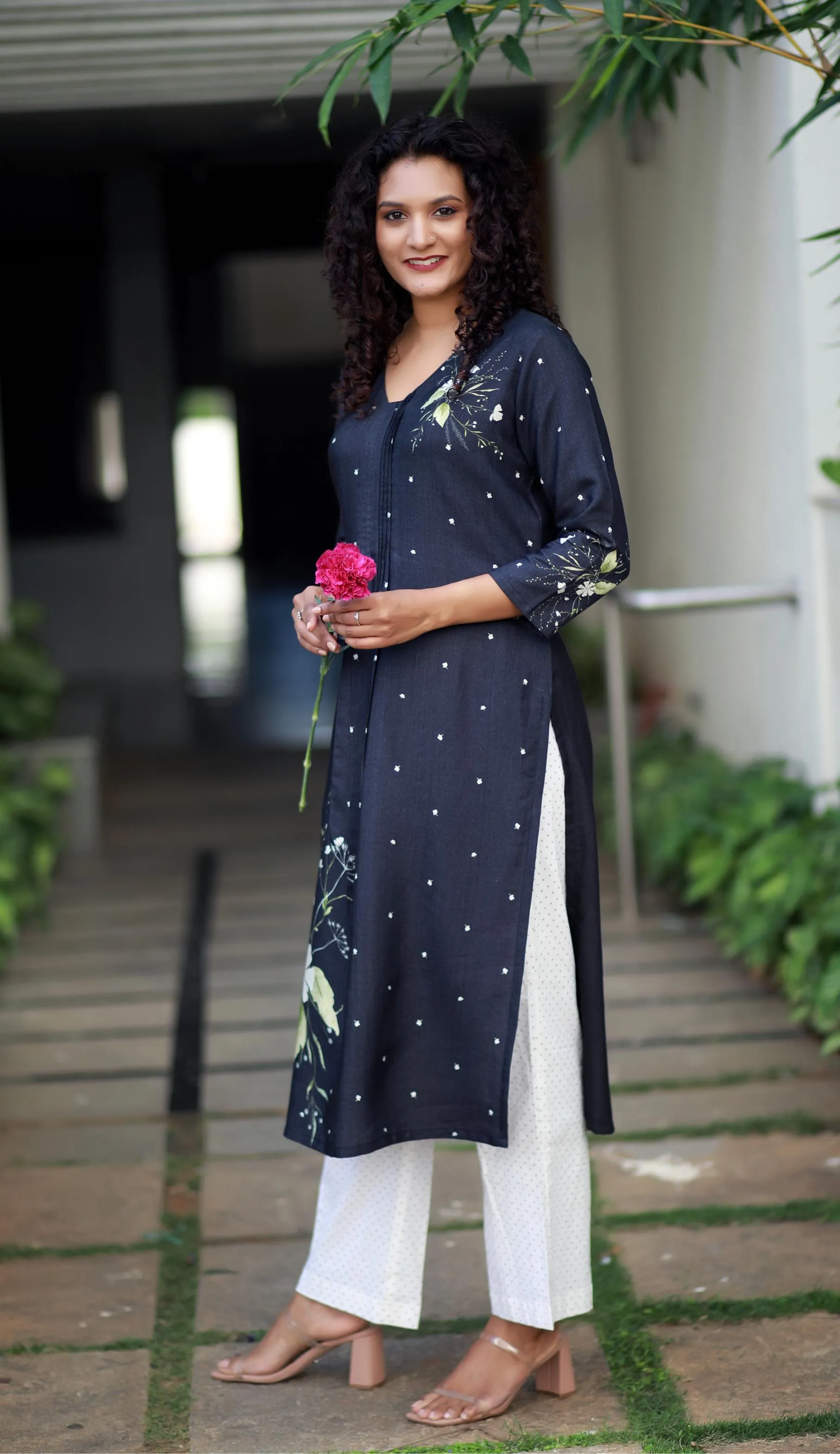 Serenity Persian  Blue Staple Silk Kurta/ Dress