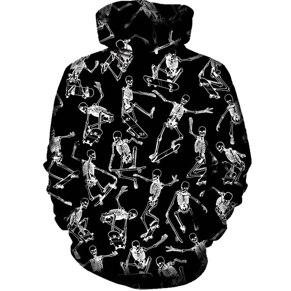 Skateboarding Skulls Black Hoodie