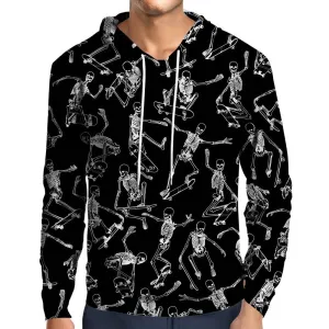 Skateboarding Skulls Black Hoodie