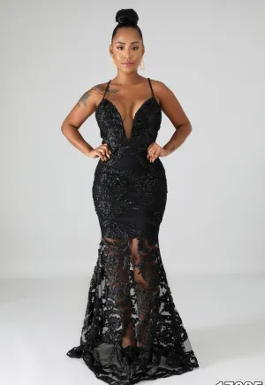 Slow Dance Lace Dress - Black