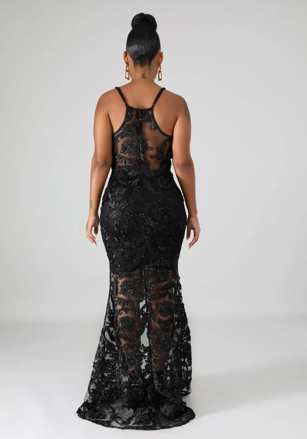 Slow Dance Lace Dress - Black