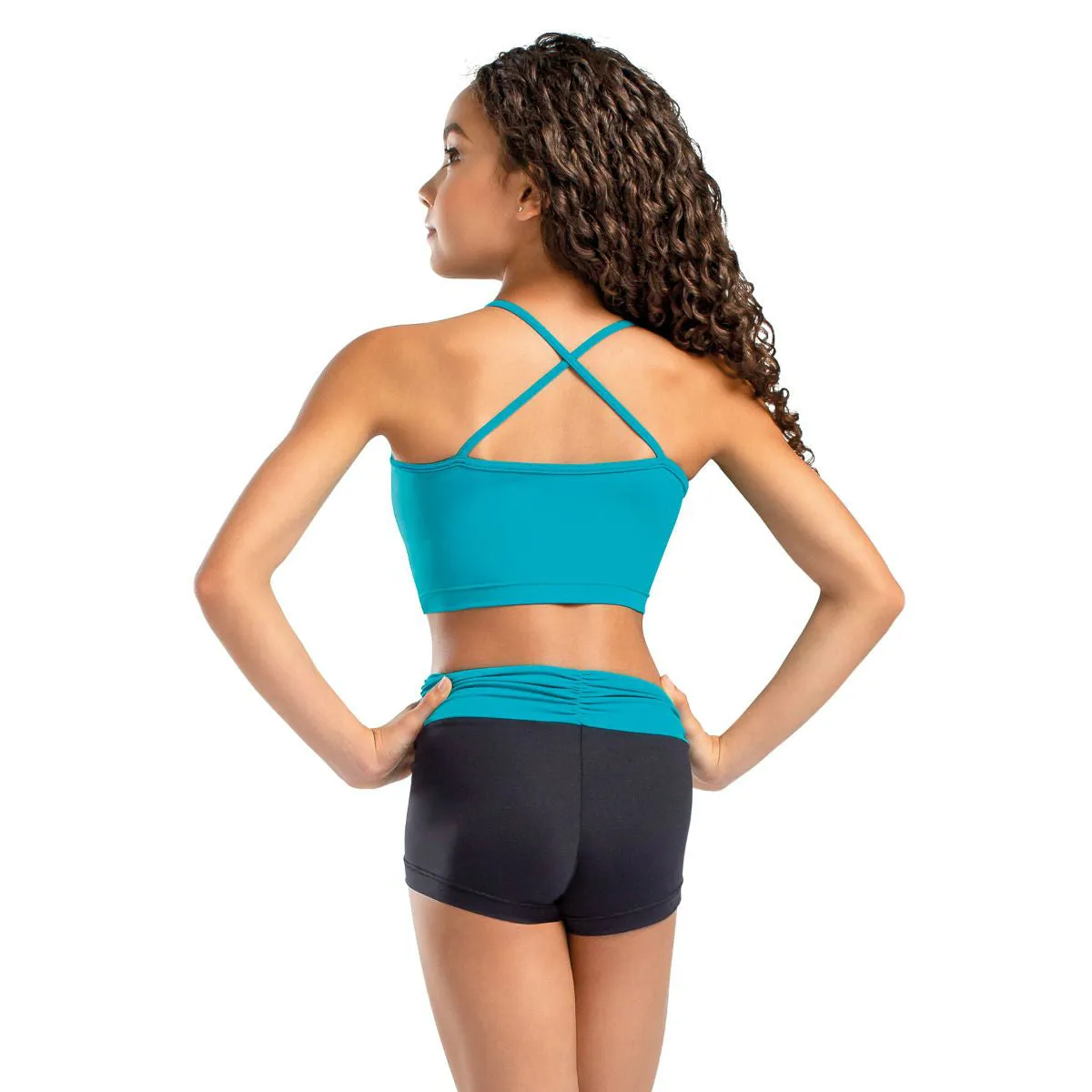 So Danca Emerald Green Cross Strapped Nika Dance Top - Size 4-6