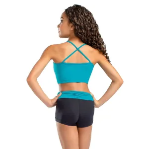 So Danca Emerald Green Cross Strapped Nika Dance Top - Size 4-6