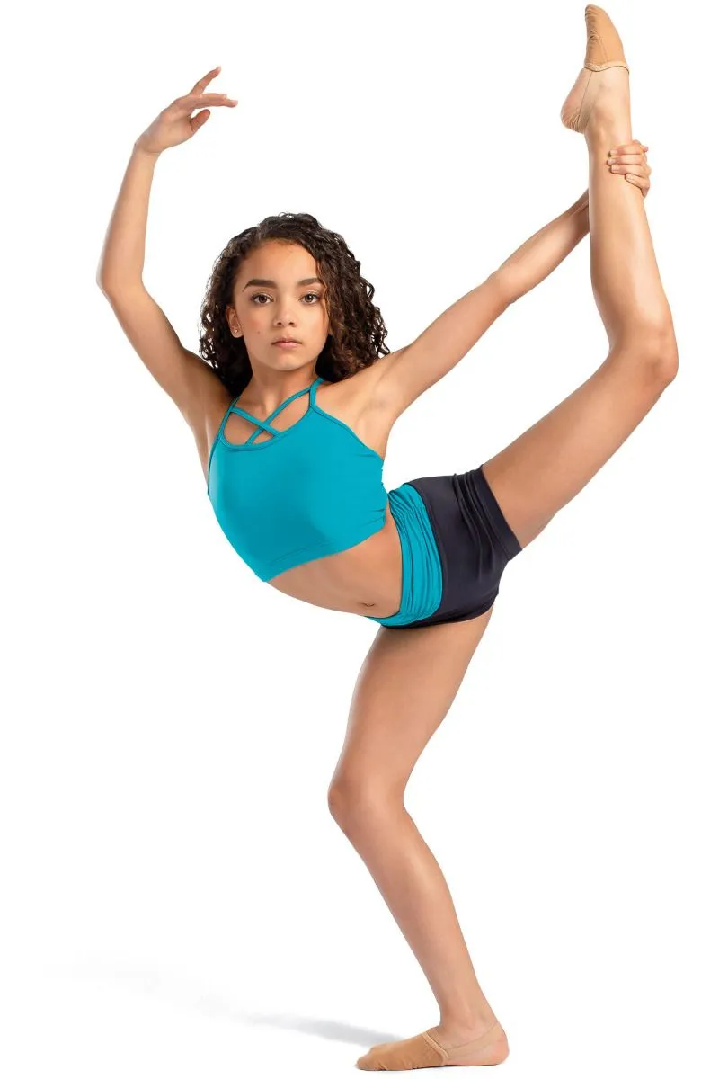 So Danca Emerald Green Cross Strapped Nika Dance Top - Size 4-6