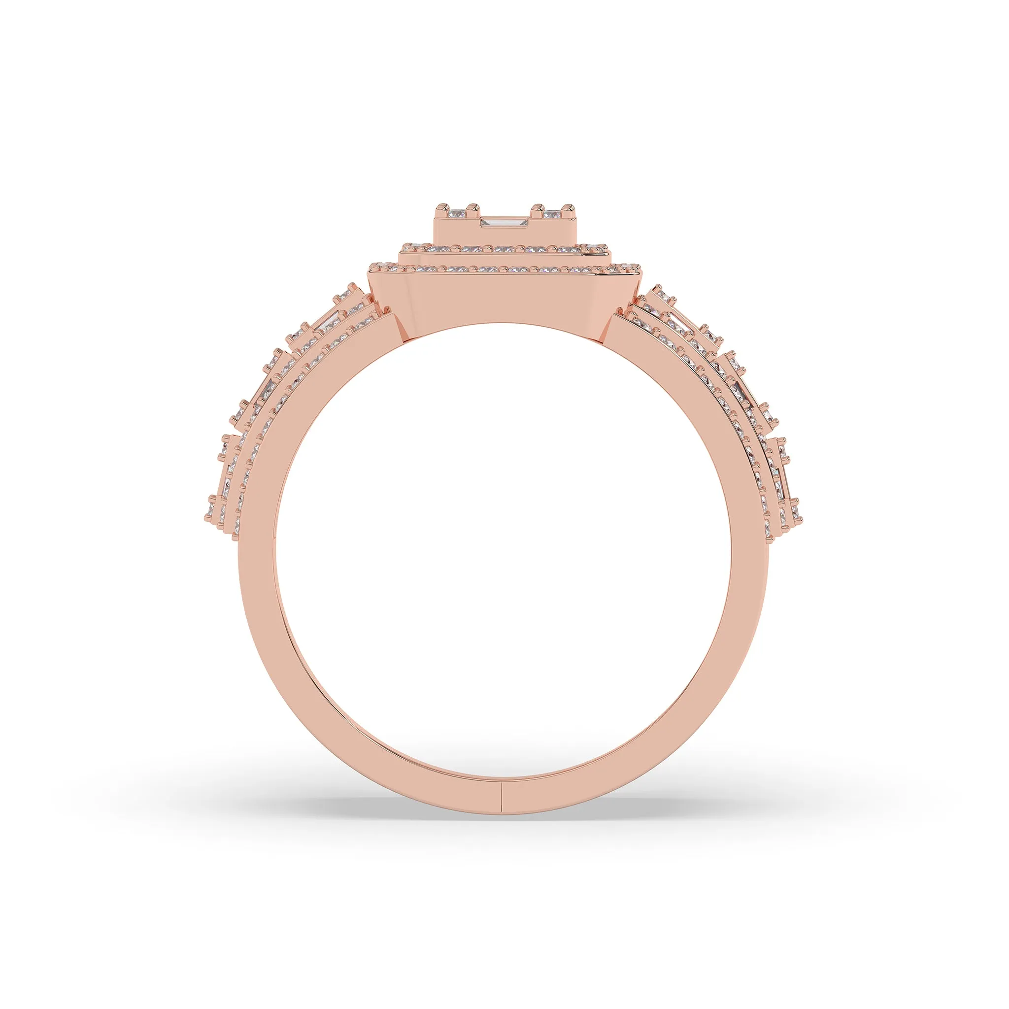 Square Shaped Band with Baguette