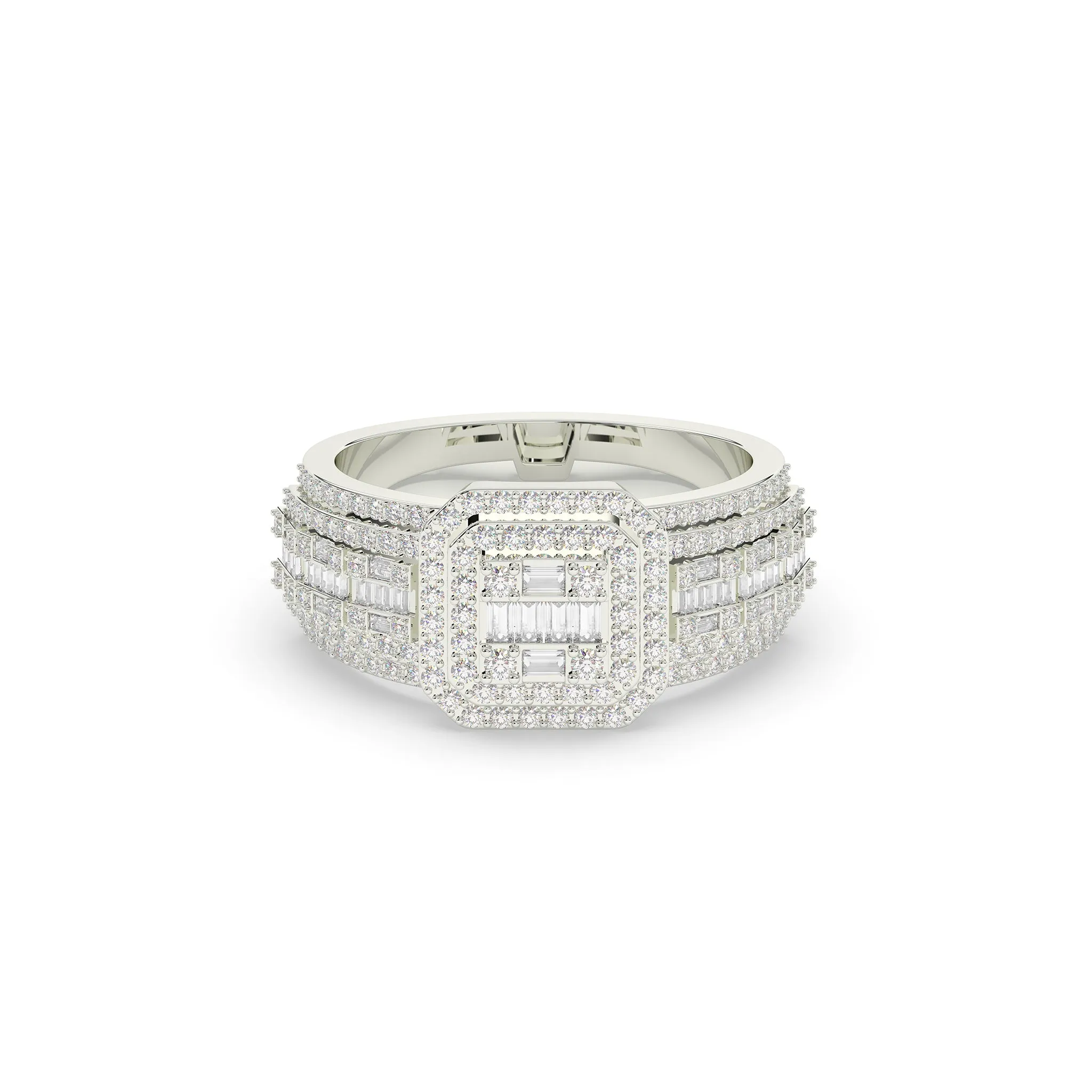 Square Shaped Band with Baguette